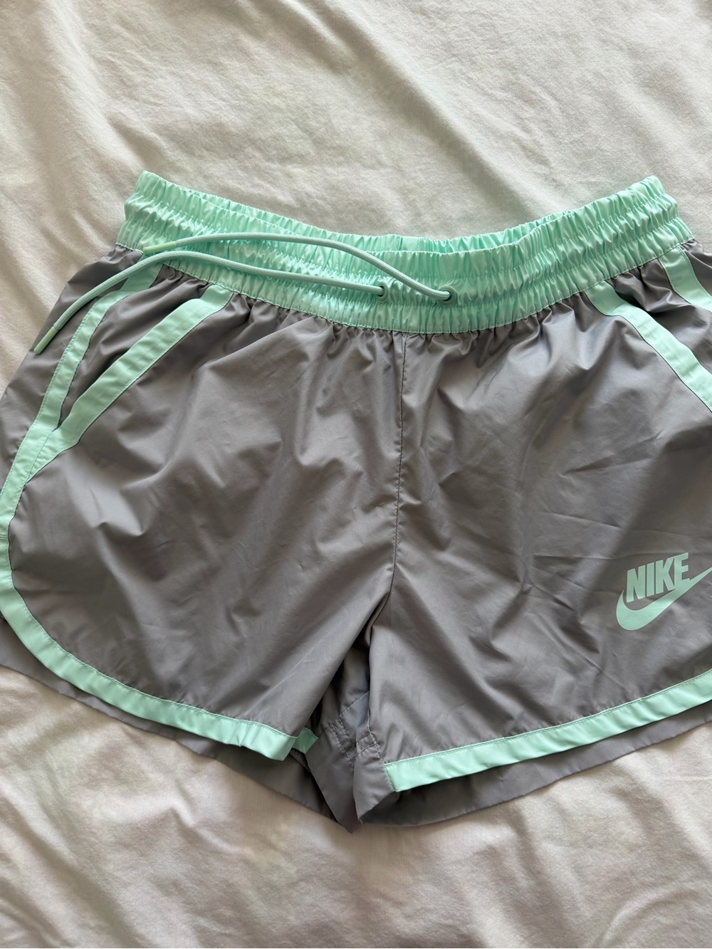 Nike Women's Gray Athletic Shorts with Mint Trim